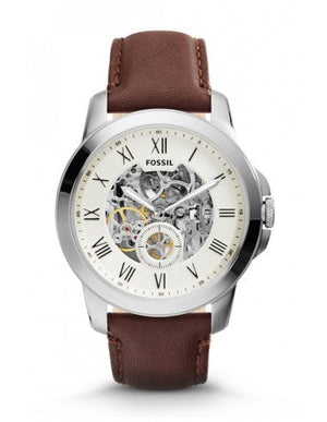  Shop Authentic Fossil Grant Automatic White Dial Brown Leather Strap Watch for Men - ME3052 - Luxxuri