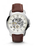  Shop Authentic Fossil Grant Automatic White Dial Brown Leather Strap Watch for Men - ME3052 - Luxxuri