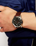  Shop Authentic Fossil Grant Chronograph Black Dial Brown Leather Strap Watch for Men - FS4813 - Luxxuri