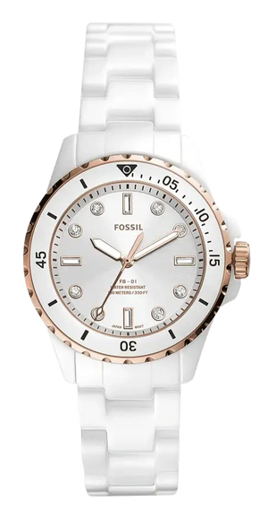  Shop Authentic Fossil FB-01 Analog White Dial White Ceramic Strap Watch for Women - CE1107 - Luxxuri