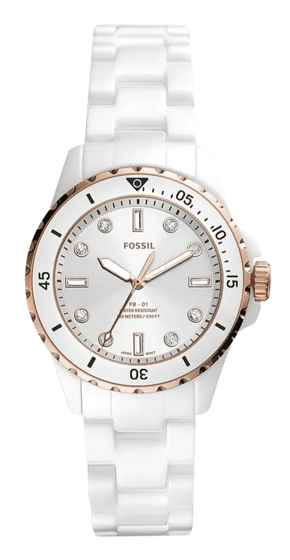  Shop Authentic Fossil FB-01 Analog White Dial White Ceramic Strap Watch for Women - CE1107 - Luxxuri