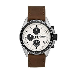  Shop Authentic Fossil Retro Traveler Chronograph White Dial Brown Leather Strap Watch for Men - CH2886 - Luxxuri