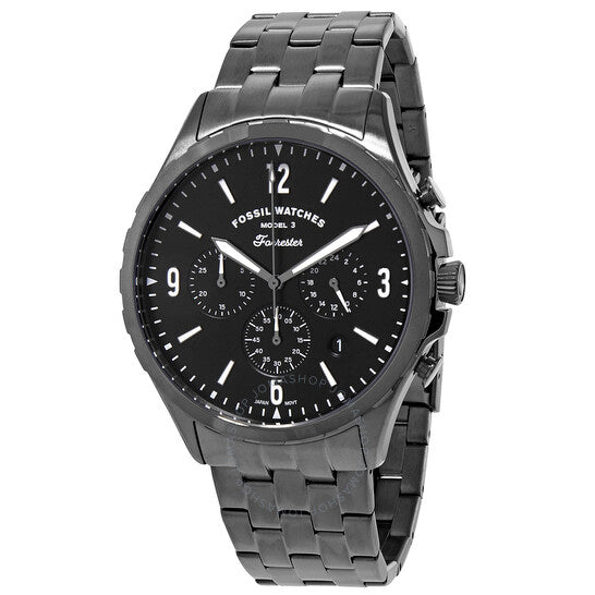  Shop Authentic Fossil Forrester Chronograph Black Dial Grey Steel Strap Watch for Men - FS5606 - Luxxuri