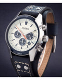  Shop Authentic Fossil Coachman Chronograph White Dial Blue Leather Strap Watch for Men - CH3051 - Luxxuri