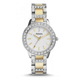  Shop Authentic Fossil Jesse Crystals White Dial Two Tone Steel Strap Watch for Women - ES2409 - Luxxuri