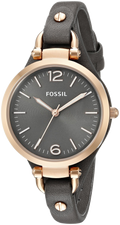 Fossil Georgia Smoke Grey Dial Grey Leather Strap Watch for Women - ES3077