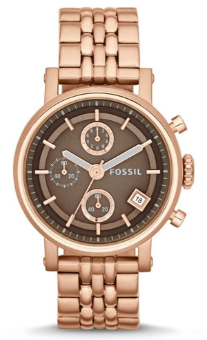  Shop Authentic Fossil Boyfriend Chronograph Brown Dial Rose Gold Steel Strap Watch for Women - ES3494 - Luxxuri