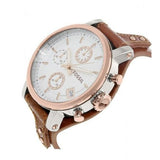  Shop Authentic Fossil Boyfriend Chronograph White Dial Brown Leather Strap Watch for Women - ES3837 - Luxxuri