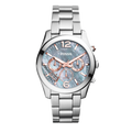 Fossil Perfect Boyfriend Mother of Pearl Blue Dial Silver Steel Strap Watch for Women - ES3880