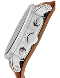Fossil Original Boyfriend Sport Chronograph Beige Dial Brown Leather Strap Watch for Women - ES4046