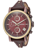  Shop Authentic Fossil Original Boyfriend Sport Chronograph Maroon Dial Maroon Leather Strap Watch for Women - ES4114 - Luxxuri