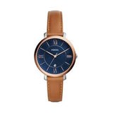  Shop Authentic Fossil Jacqueline Three Hand Date Luggage Blue Dial Brown Leather Strap Watch for Women - ES4274 - Luxxuri