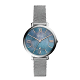  Shop Authentic Fossil Jacqueline Mother of Pearl Blue Dial Silver Mesh Strap Watch for Women - ES4322 - Luxxuri