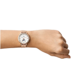  Shop Authentic Fossil Jacqueline Analog Moonphase Mother of Pearl White Dial Rose Gold Steel Strap Watch for Women - ES5165 - Luxxuri