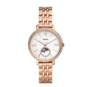  Shop Authentic Fossil Jacqueline Analog Moonphase Mother of Pearl White Dial Rose Gold Steel Strap Watch for Women - ES5165 - Luxxuri