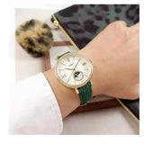  Shop Authentic Fossil Jacqueline Multifunction Moonphase Mother of Pearl White Dial Green Leather Strap Watch for Women - ES5244 - Luxxuri