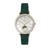  Shop Authentic Fossil Jacqueline Multifunction Moonphase Mother of Pearl White Dial Green Leather Strap Watch for Women - ES5244 - Luxxuri