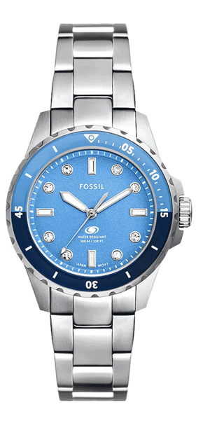  Shop Authentic Fossil Blue Dive Three Hand Blue Dial Silver Steel Strap Watch For Women - ES5353 - Luxxuri