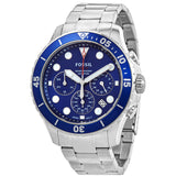  Shop Authentic Fossil FB-03 Chronograph Blue Dial Silver Steel Strap Watch for Men - FS5724 - Luxxuri