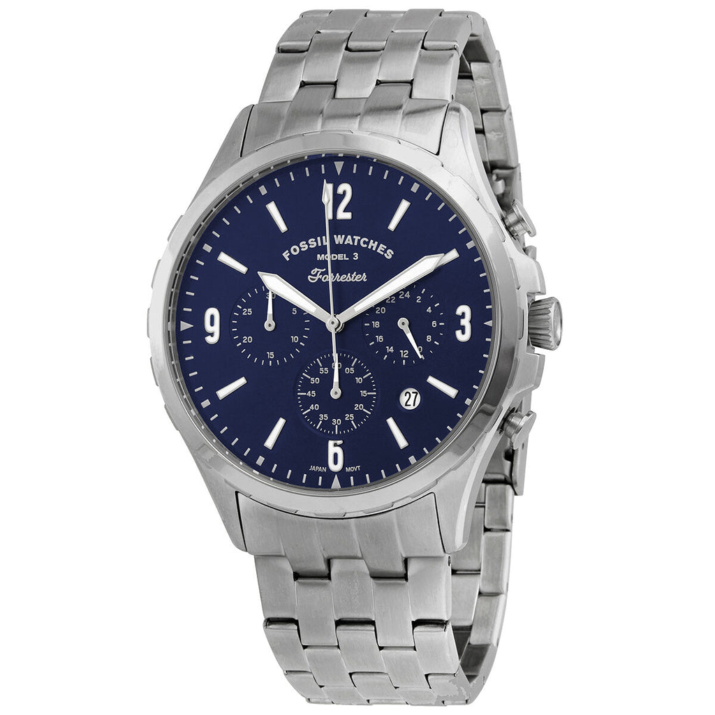  Shop Authentic Fossil Forrester Chronograph Blue Dial Silver Steel Strap Watch for Men - FS5605 - Luxxuri