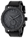  Shop Authentic Fossil Nate Chronograph Black Dial Black Leather Strap Watch for Men - JR1354 - Luxxuri