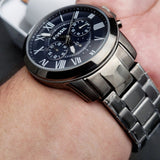  Shop Authentic Fossil Grant Chronograph Blue Dial Grey Steel Strap Watch for Men - FS4831 - Luxxuri