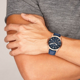  Shop Authentic Fossil Grant Chronograph Blue Dial Blue Leather Strap Watch for Men - FS4835 - Luxxuri