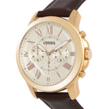  Shop Authentic Fossil Grant Chronograph White Dial Brown Leather Strap Watch for Men - FS4991 - Luxxuri