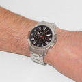 Fossil Grant Chronograph Black Dial Silver Steel Strap Watch for Men - FS4994
