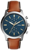  Shop Authentic Fossil Townsman Chronograph Blue Dial Brown Leather Strap Watch for Men - FS5279 - Luxxuri