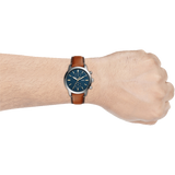  Shop Authentic Fossil Townsman Chronograph Blue Dial Brown Leather Strap Watch for Men - FS5279 - Luxxuri