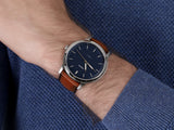  Shop Authentic Fossil Minimalist Blue Dial Brown Leather Strap Watch for Men - FS5304 - Luxxuri