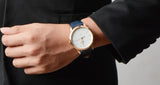  Shop Authentic Fossil The Minimalist Slim White Dial Blue Leather Strap Watch for Men - FS5371 - Luxxuri