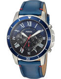  Shop Authentic Fossil Grant Chronograph Blue Dial Blue Leather Strap Watch for Men - FS5373 - Luxxuri