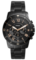 Fossil Grant Sport Chronograph Black Dial Black Steel Strap Watch for Men - FS5374