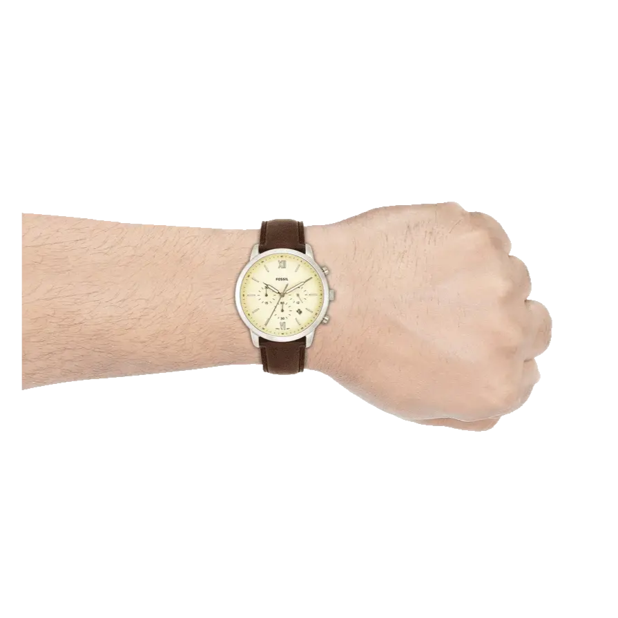  Shop Authentic Fossil Neutra Chronograph White Dial Brown Leather Strap Watch for Men - FS5380 - Luxxuri
