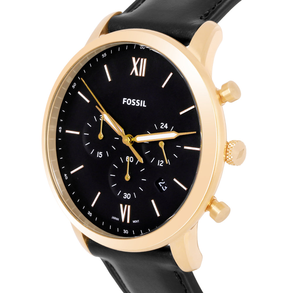  Shop Authentic Fossil Neutra Chronograph Black Dial Black Leather Strap Watch for Men - FS5381 - Luxxuri
