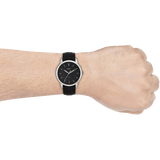  Shop Authentic Fossil The Minimalist Three Hand Black Dial Black Leather Strap Watch for Men - FS5398 - Luxxuri