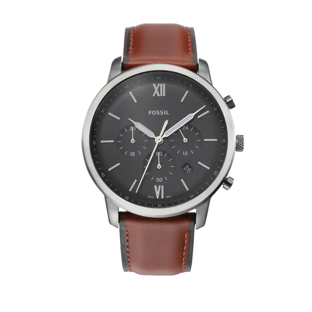  Shop Authentic Fossil Neutra Chronograph Grey Dial Brown Leather Strap Watch for Men - FS5512 - Luxxuri
