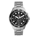 Fossil FB-03 Chronograph Black Dial Silver Steel Strap Watch for Men - FS5725