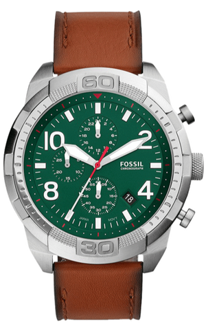  Shop Authentic Fossil Bronson Chronograph Green Dial Brown Leather Strap Watch for Men - FS5738 - Luxxuri