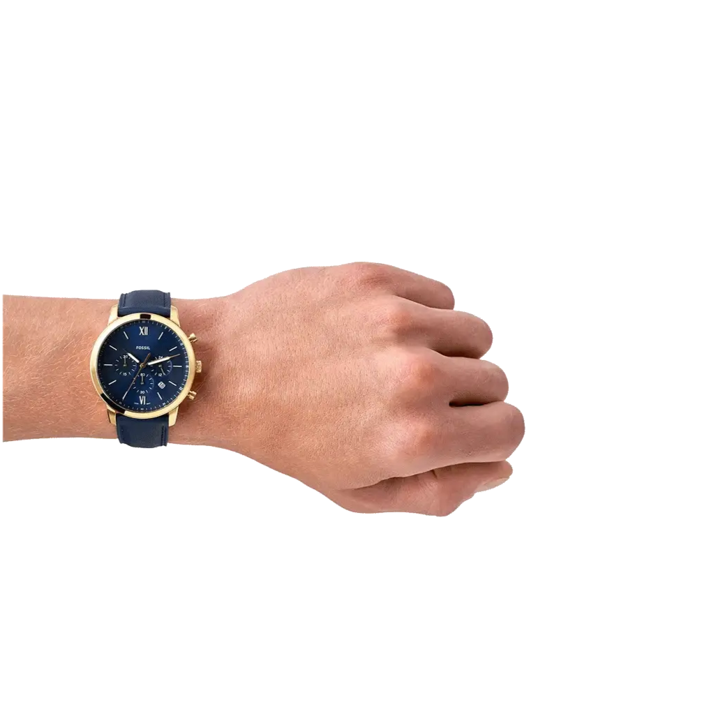  Shop Authentic Fossil Neutra Chronograph Blue Dial Blue Leather Strap Watch for Men - FS5790 - Luxxuri
