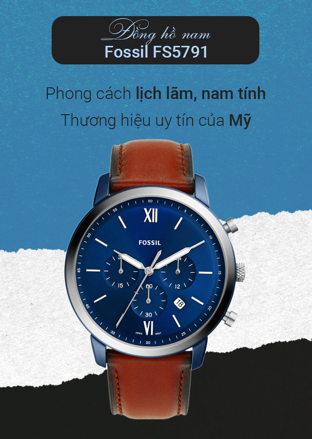  Shop Authentic Fossil Neutra Chronograph Blue Dial Brown Leather Strap Watch for Men - FS5791 - Luxxuri