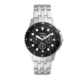 Fossil FB-01 Chronograph Black Dial Silver Steel Strap Watch for Men - FS5837