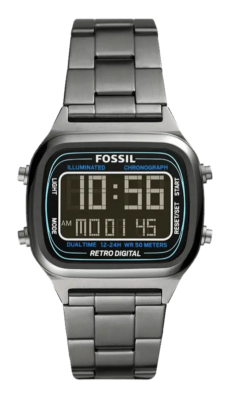 Shop Authentic Fossil Retro Digital Black Dial Black Steel Strap Watch for Men - FS5846 - Luxxuri