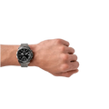 Fossil Bronson Chronograph Black Dial Grey Steel Strap Watch for Men - FS5852