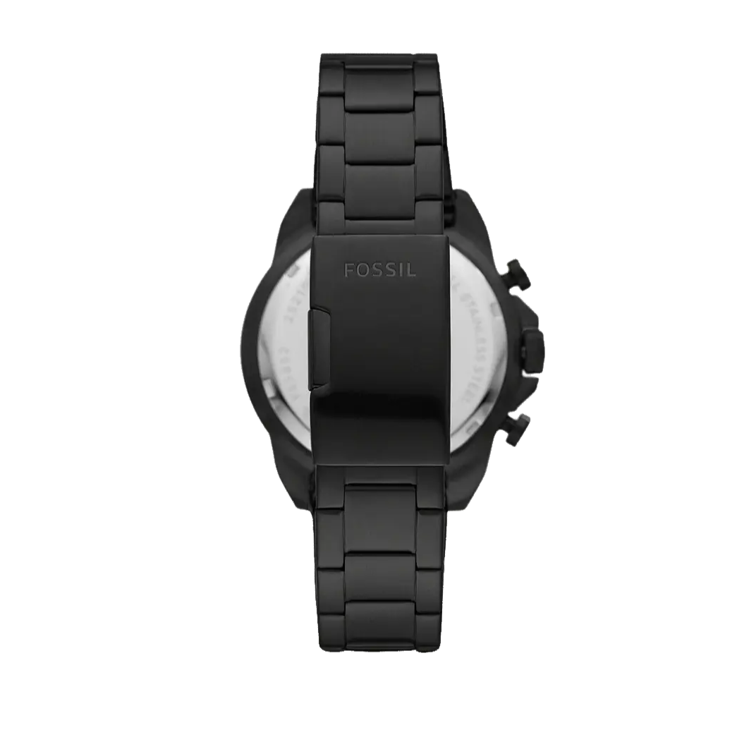 Fossil Bronson Chronograph Black Dial Black Steel Strap Watch for Men - FS5853