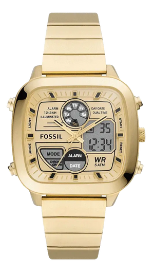  Shop Authentic Fossil Retro Analog-Digital Gold Dial Gold Steel Strap Watch for Men - FS5889 - Luxxuri
