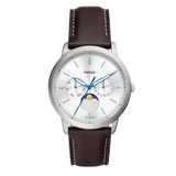  Shop Authentic Fossil Neutra Minimalist Moonphase Silver Dial Brown Leather Strap Watch for Men - FS5905 - Luxxuri
