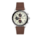  Shop Authentic Fossil Sport Tourer Chronograph White Dial Brown Leather Strap Watch for Men - FS6042 - Luxxuri